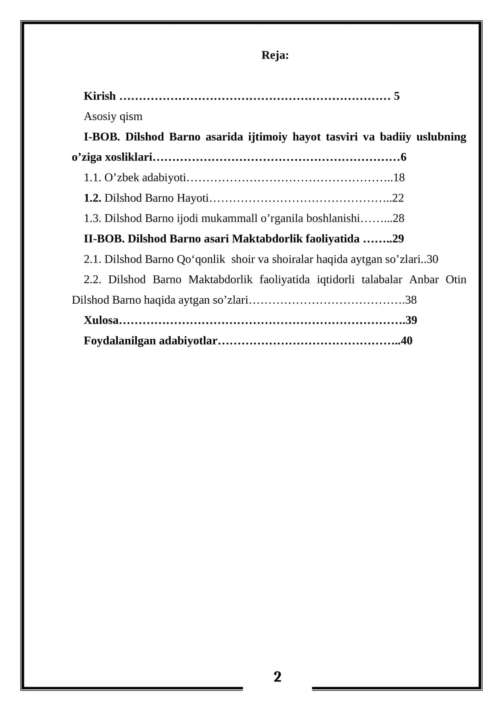 Dilshod Barno asari Maktabdorlik faoliyatida 2