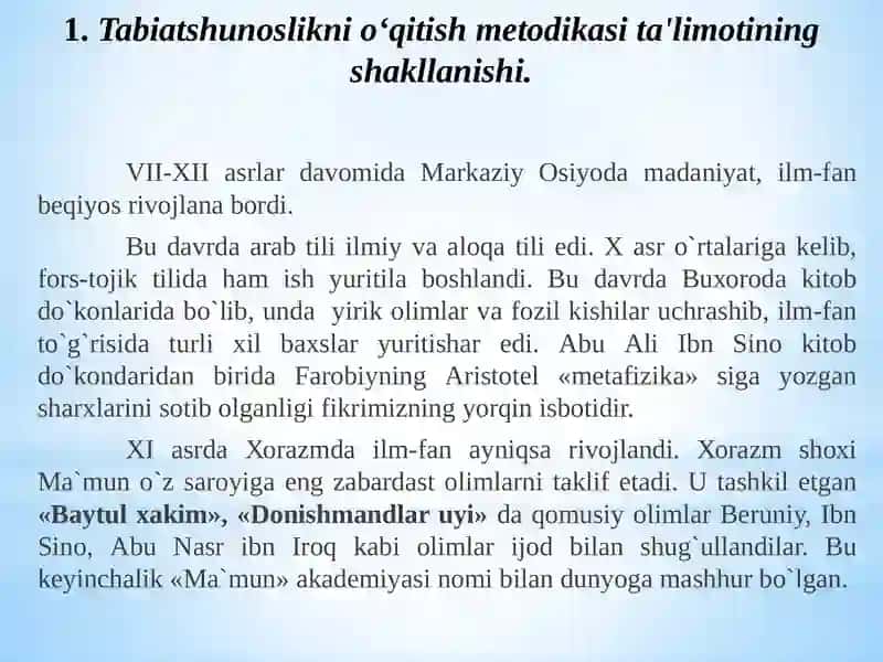 Tabiatshunoslik va unni o‘qitish metodikasi 2