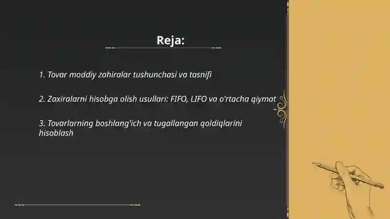 Tovar moddiy zahiralar hisobi 2