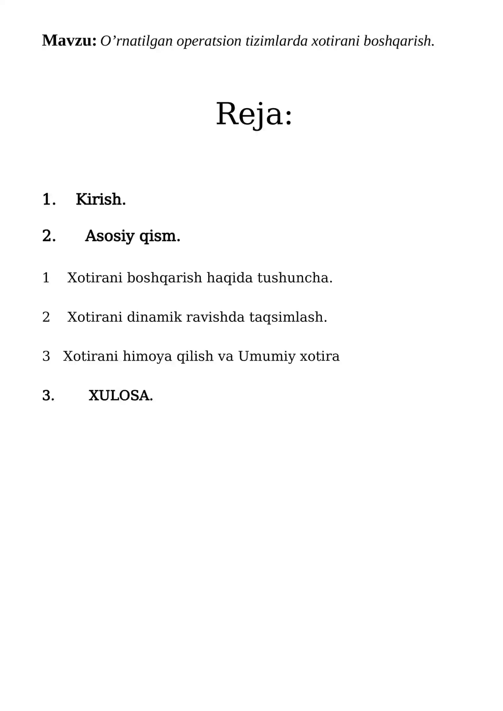 O'rnatilgan Operatsion Tizimlarda Xotirani Boshqarish 2