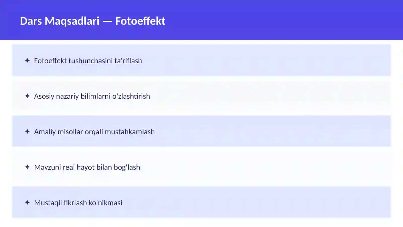 FIZIKA Difraktsiya O'qituvchilar va talabalar uchun dars ishlanma 2