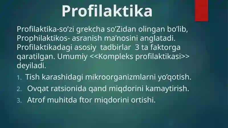 Bolalarda og'iz bo'shlig'ining profilaktik ko'rigini o'tkazish 2