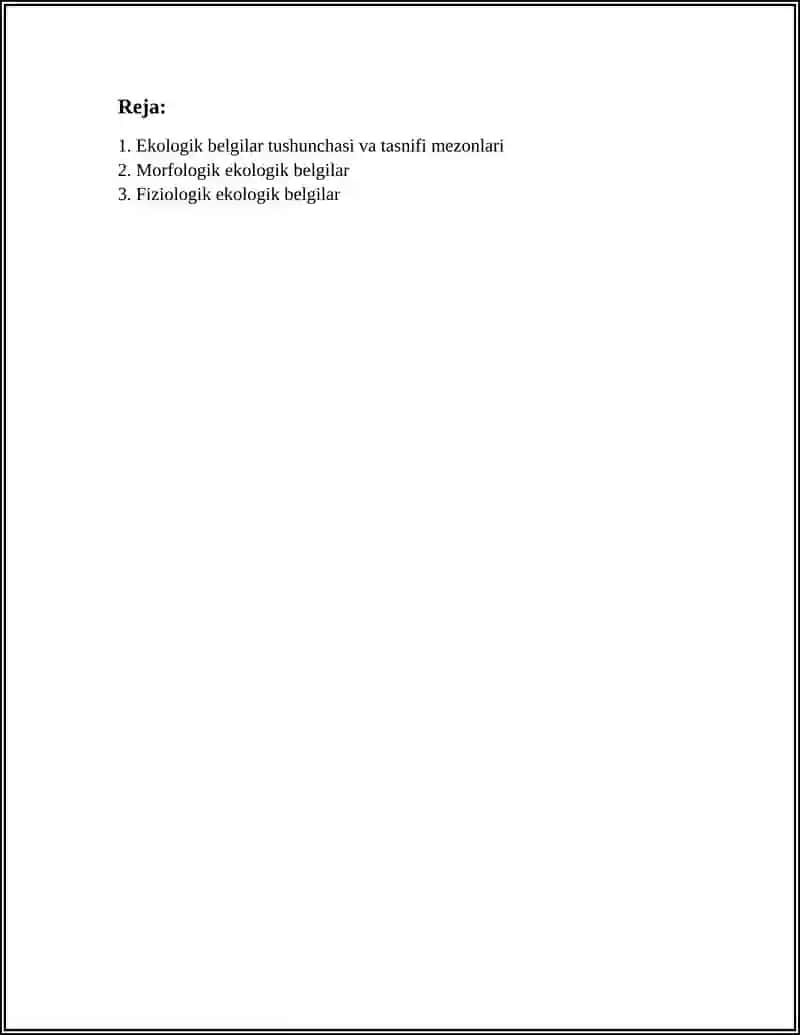 EKOLOGIK BELGILARNING TASNIFI 2