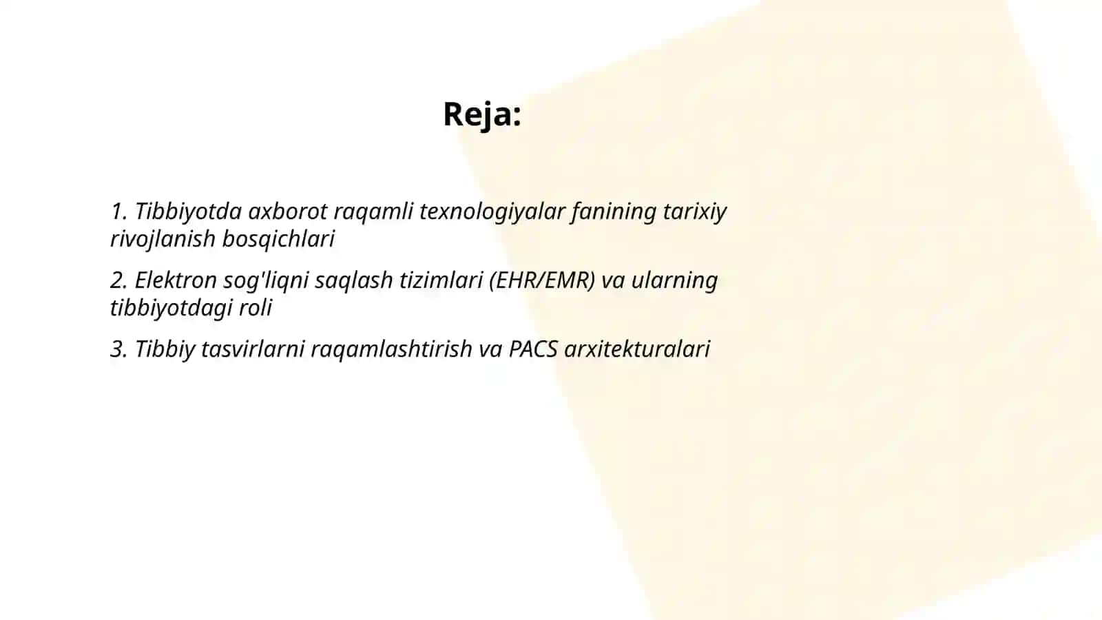 Tibbiyotda axborot raqamli texnologiyalar 2