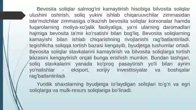 Soliq to'lovlarining korxonalar moliyaviy holatiga ta'siri 2