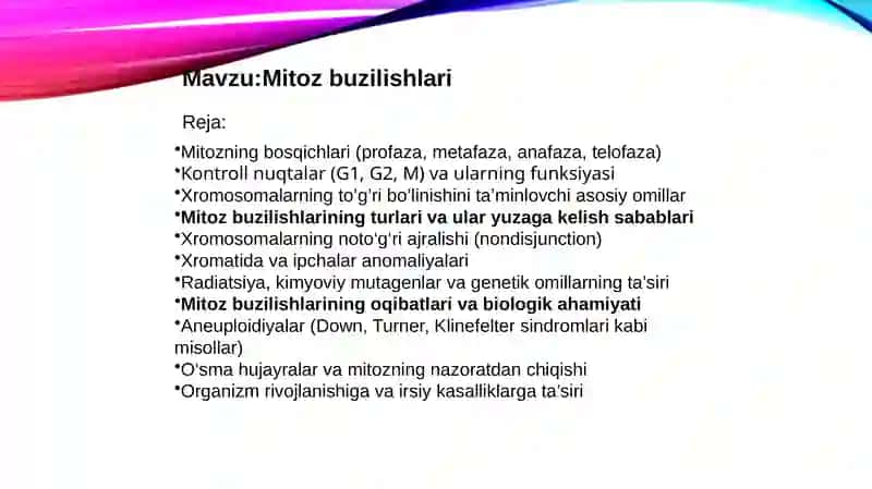 Mitoz buzilishlari 2