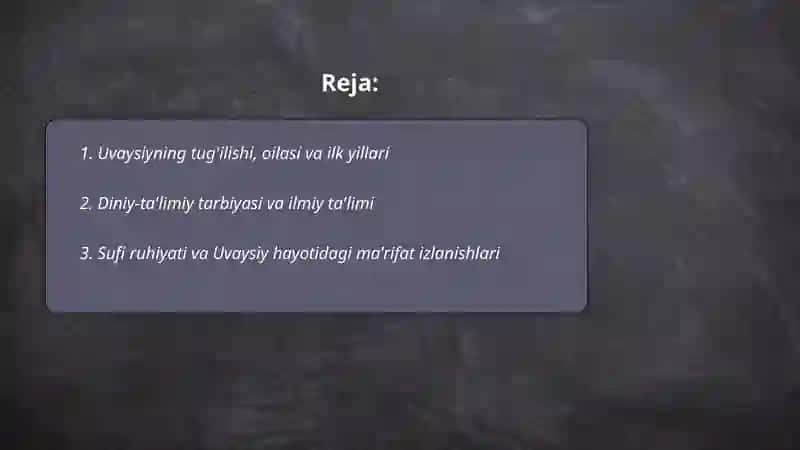 Uvaysiy hayoti va ijodi 2