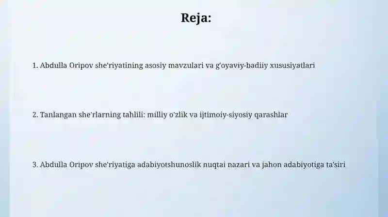 Abdulla Oripovning saralangan she'rlari tahlili 2