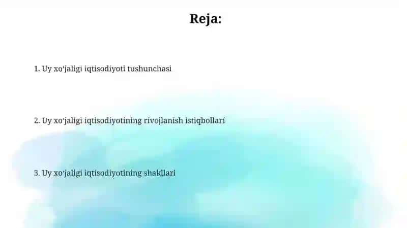 Uy xo'jaligi va uning shakllari 2