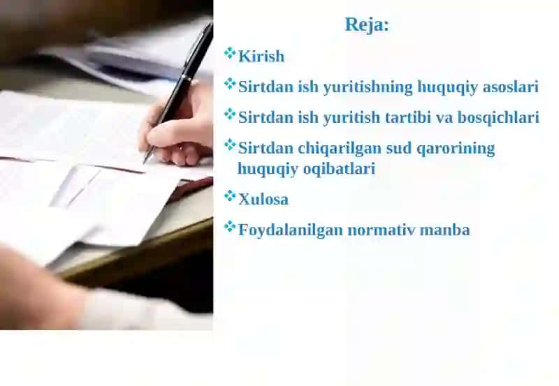 SIRTDAN ISH YURITISH 2