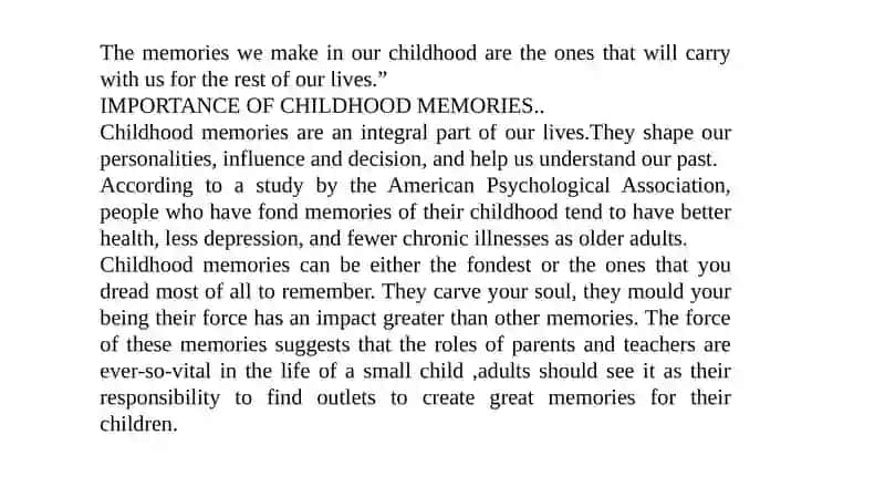 Importance of Childhood Memories 2