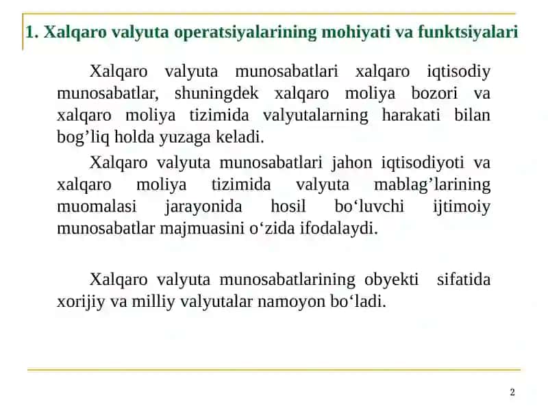XALQARO VALYUTA MUNOSABATLARI 2