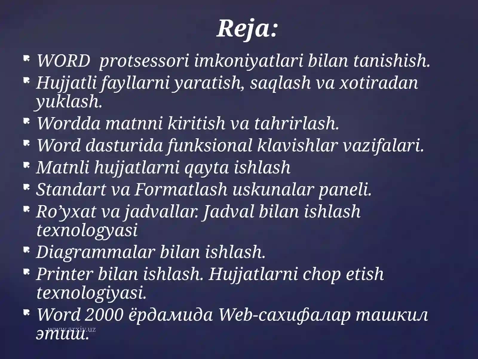Microsoft word matn muharriri va uning imkoniyatlari 2