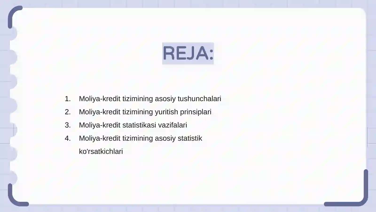 Moliya-kredit tizimi statistikasi 2