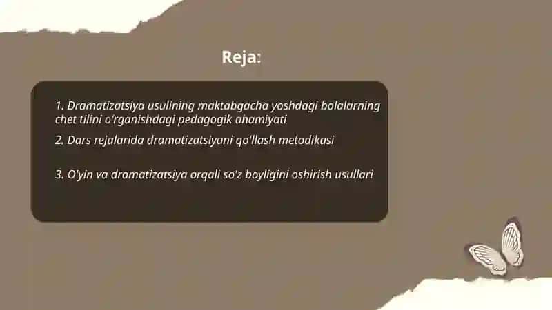 Chet tilini órgatishda dramazmatizatsiya usulidan fiydalanush 2