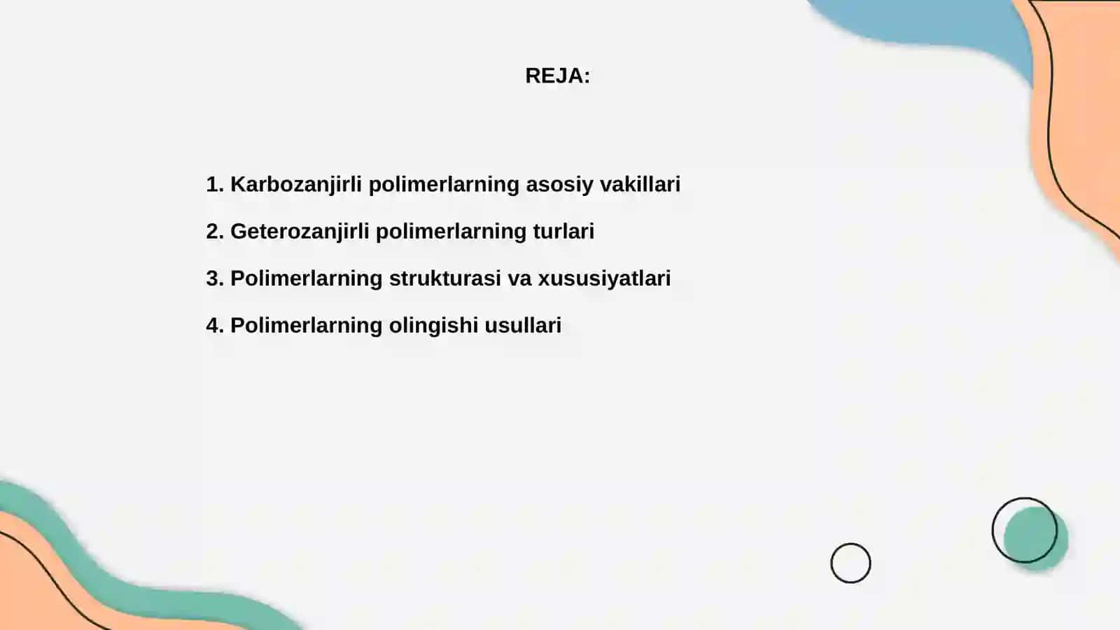 Karbozanjirli va geterozanjirli polimerlar 2