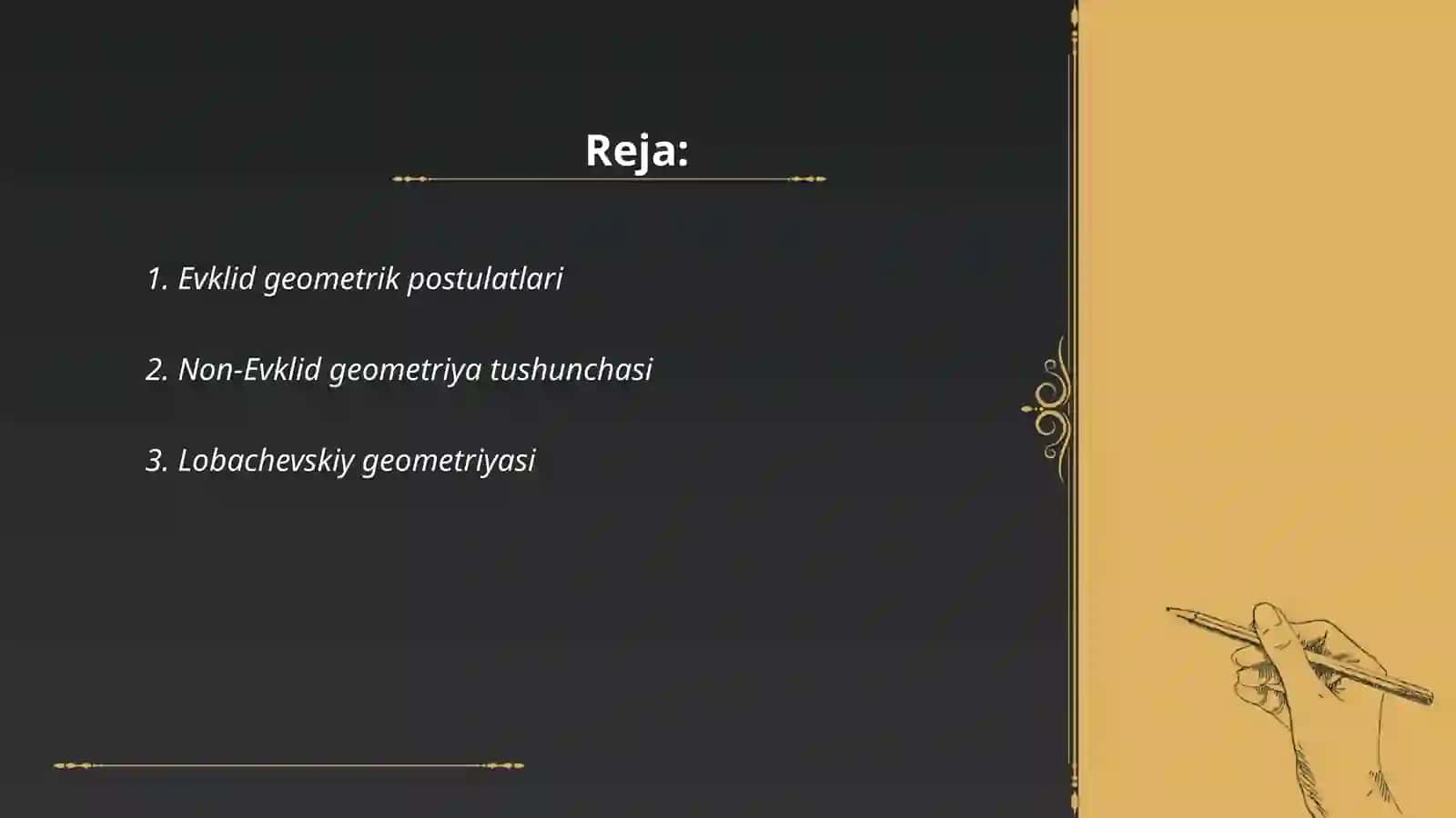 Noevklid geometriya Hisoblashga va isbotlashga doir masalalar 2