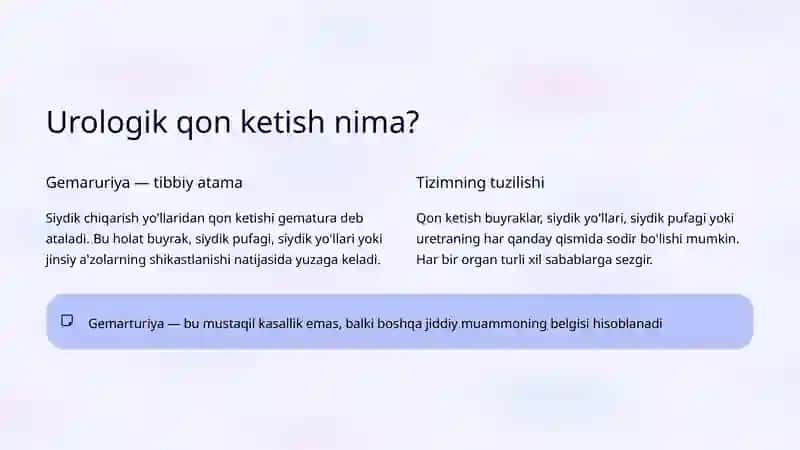 Urologik qon ketishlar: turlari va ularni to'xtatish 2