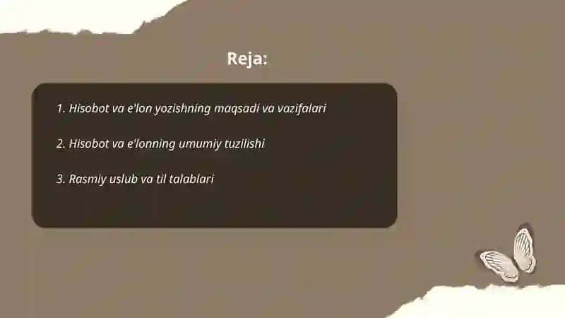 Hisobot va e'lon yozishning maqsadi 2