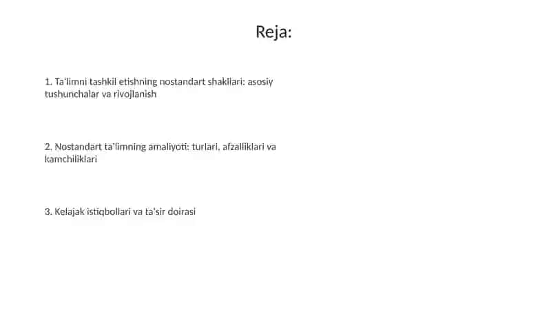 Taʼlimni tashkil etishning noanaviy shakllari 2