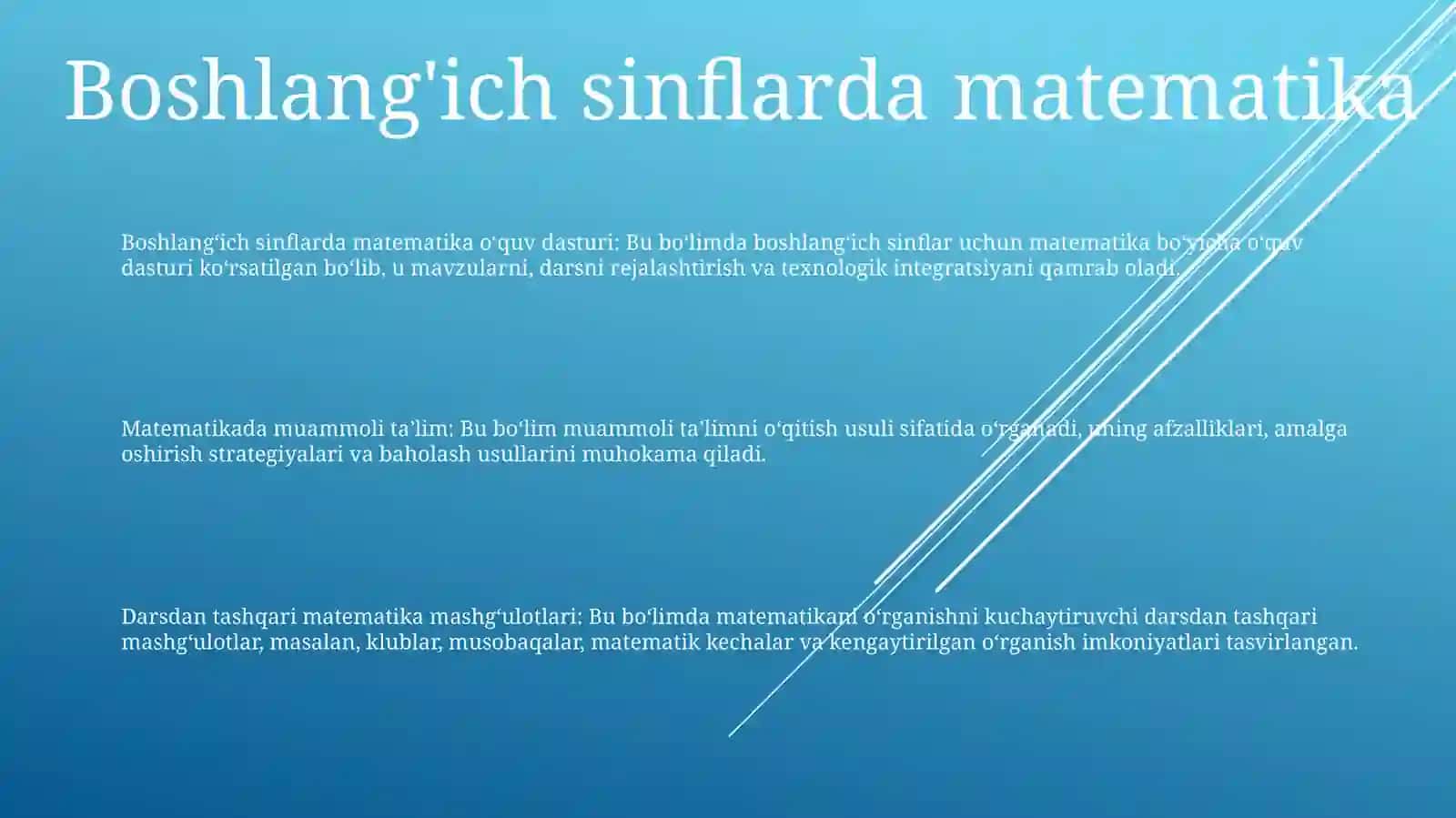 Boshlang‘ich sinflarda matematika o‘quv dasturi 2