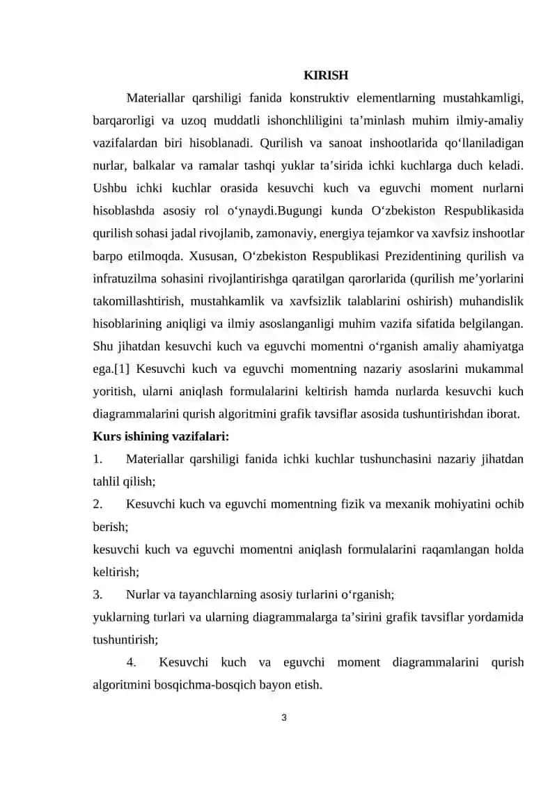KESUVCHI KUCH VA MOMENT DIAGRAMMALARINI QURISH 2
