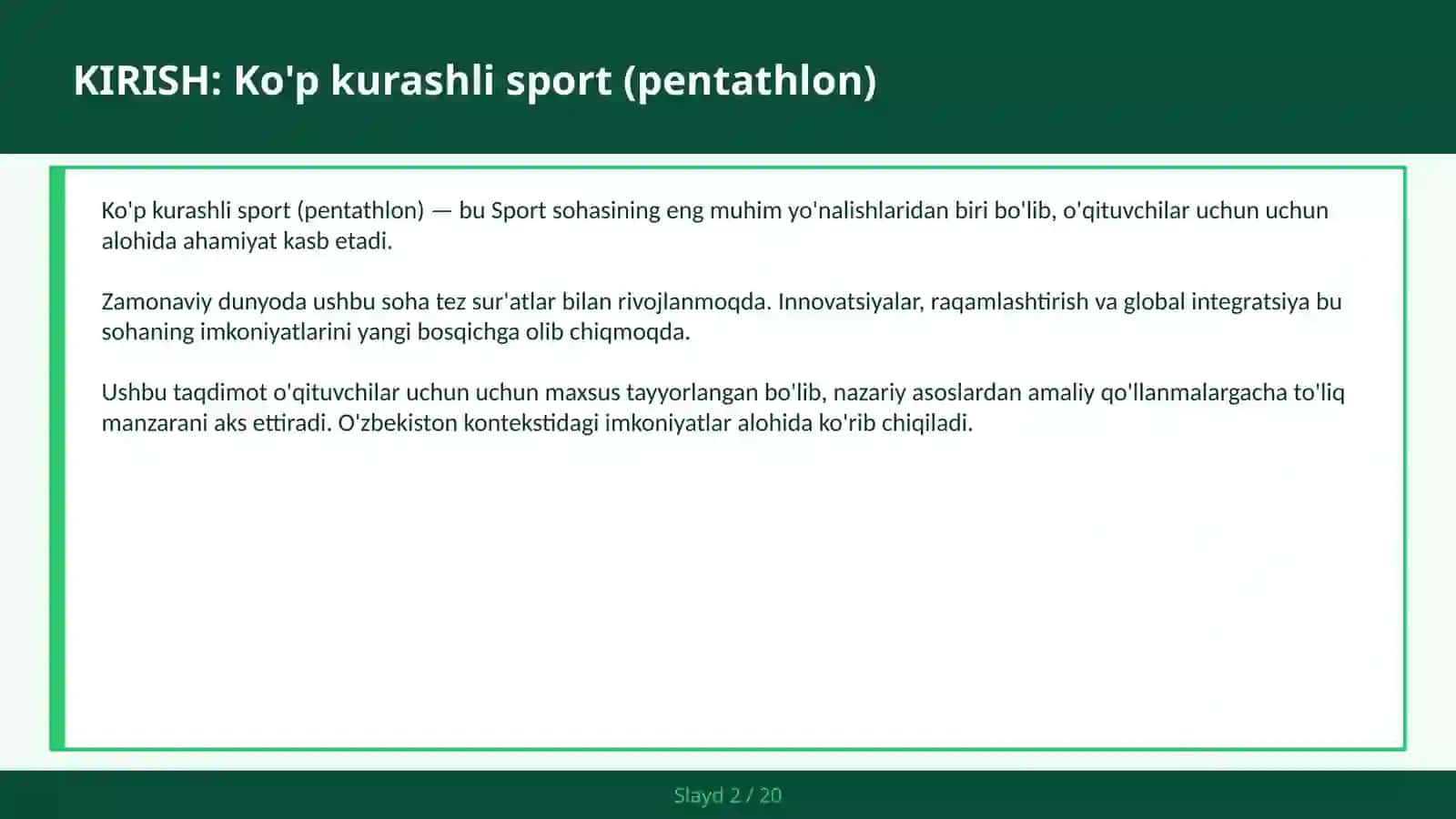 Ko'p kurashli sport (pentathlon) 2