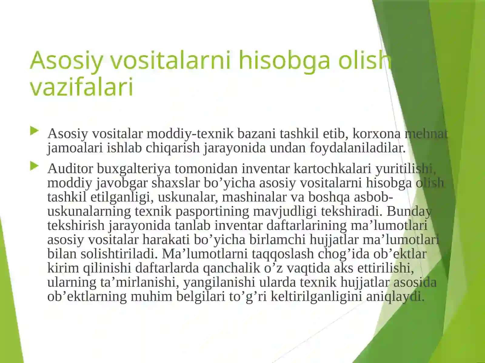 Asosiy vositalar hisobi 2
