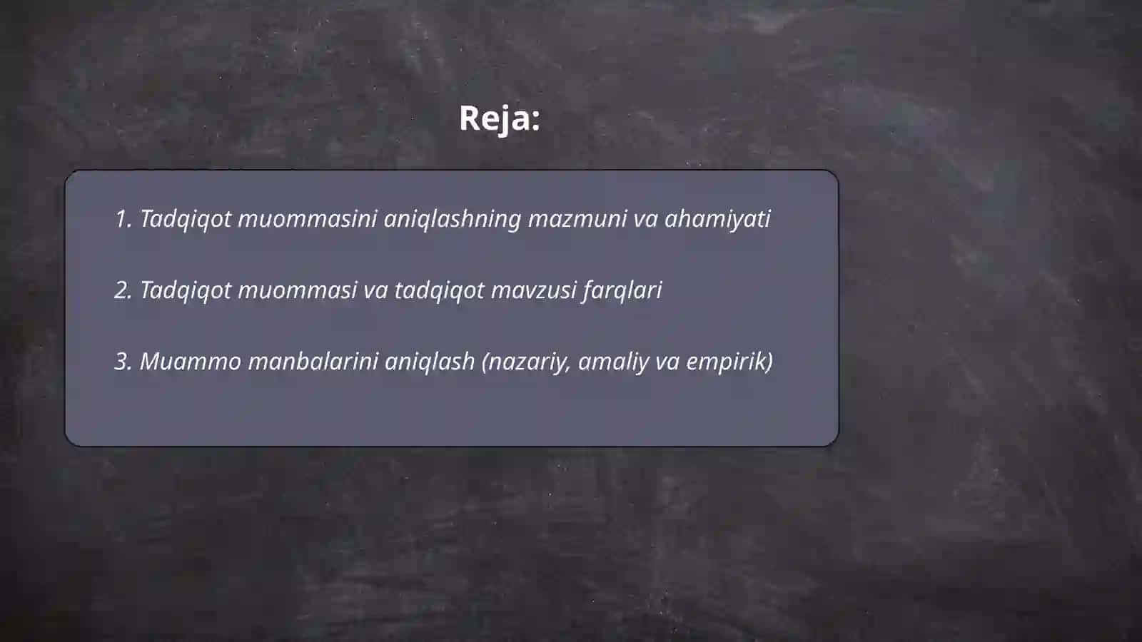 Tadqiqot muommasini aniqlash 2