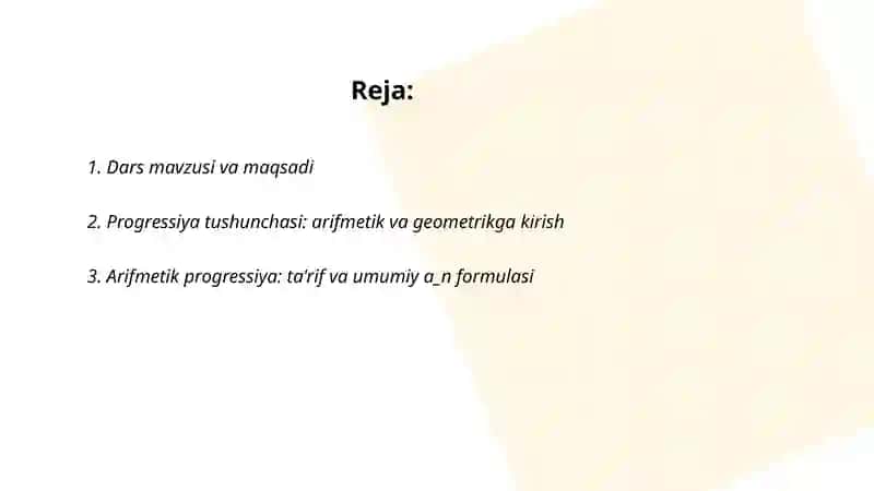 Arifmetik va geometrik progressiya mavzusiga slayd 2