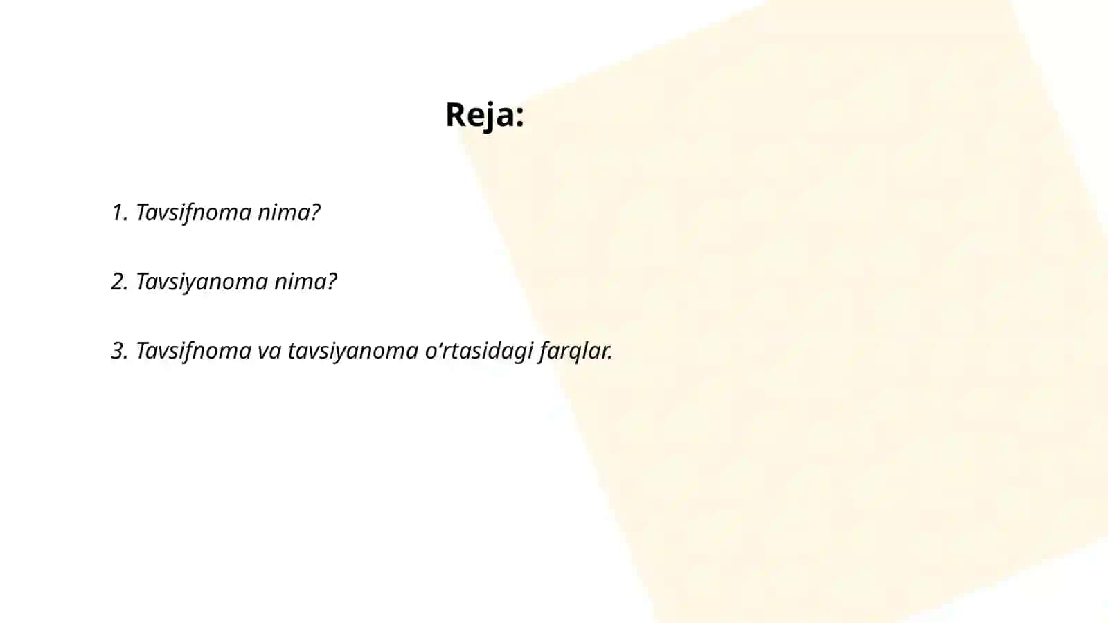 Tavsifnoma, tavsiyanoma va ularning oʻziga xos xususiyatlari 2