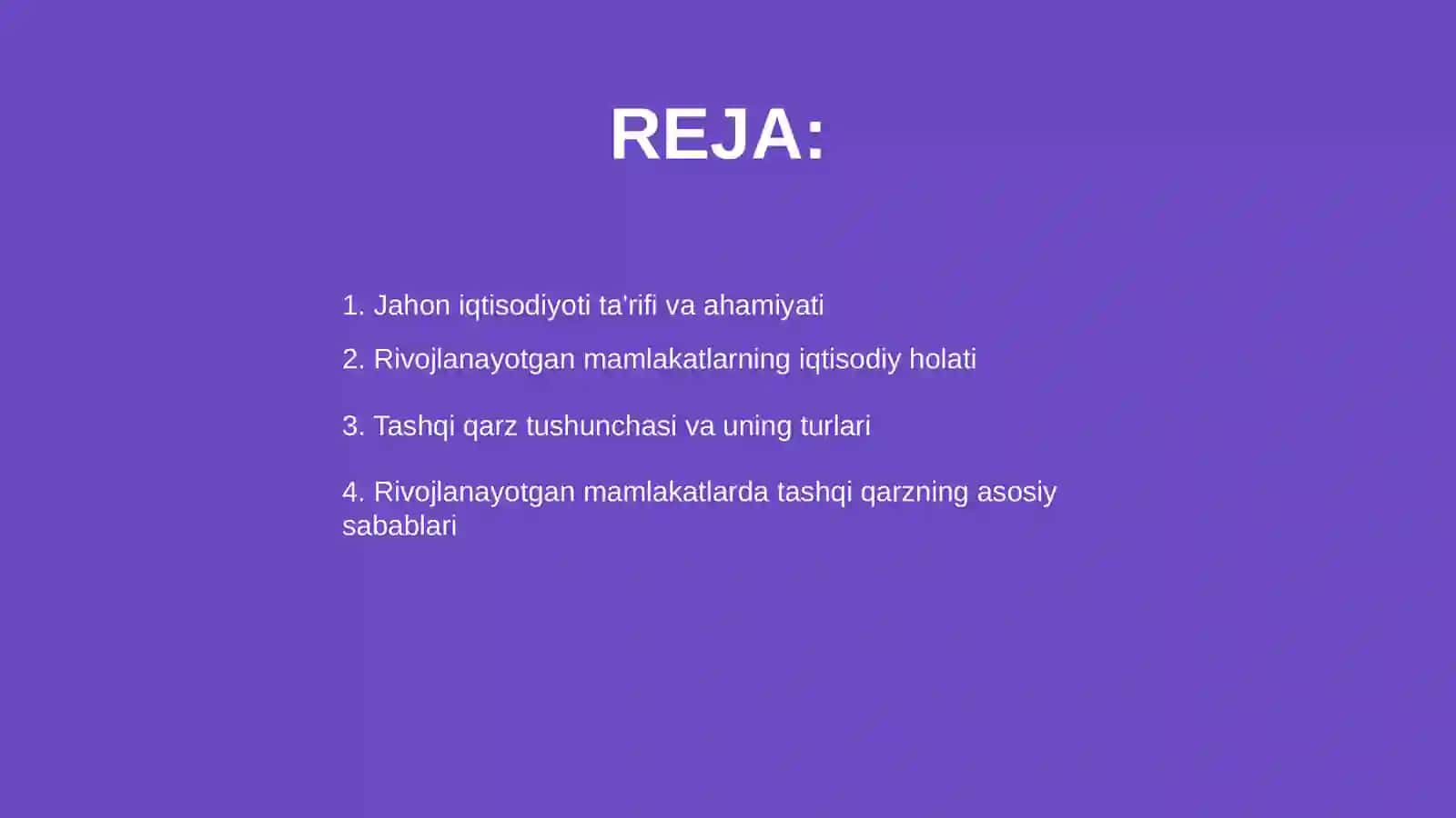 Jahon iqtisodiyoti rivojlanayothan mamalakatlarda tashqi qarzi 2