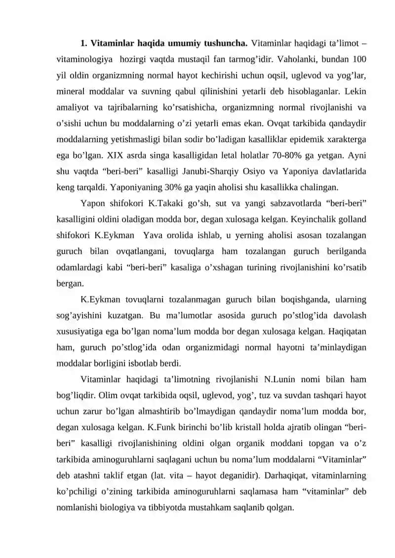 Vitaminlar haqida tushuncha 2