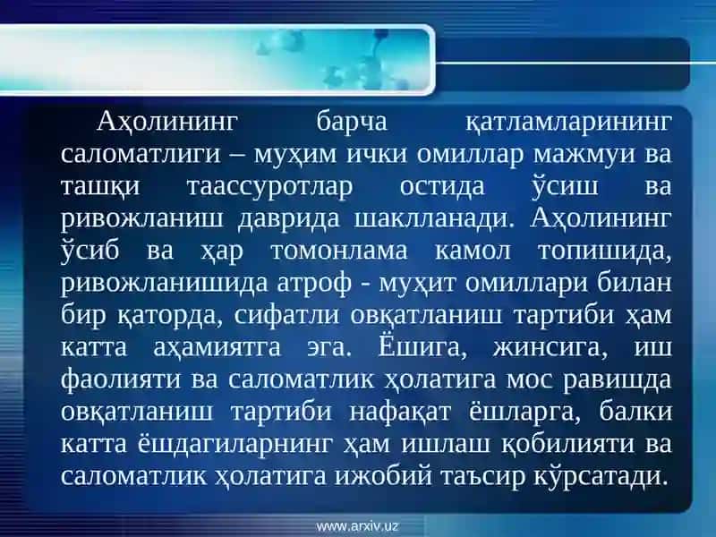 Ёшларнинг соғлом овқатланиш 2