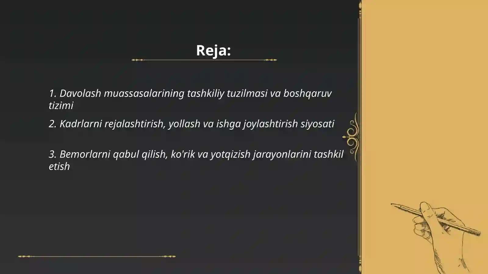 Davolash muassasalarining faoliyatini tashkil etish 2