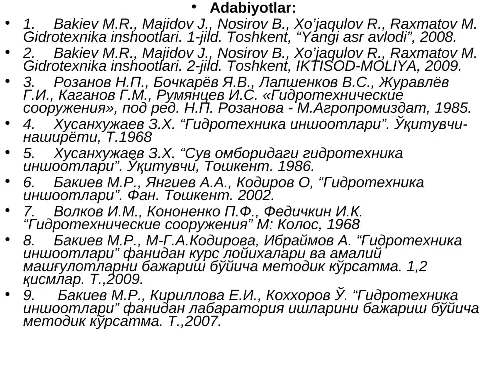 Gidrotexnika inshootlari 2
