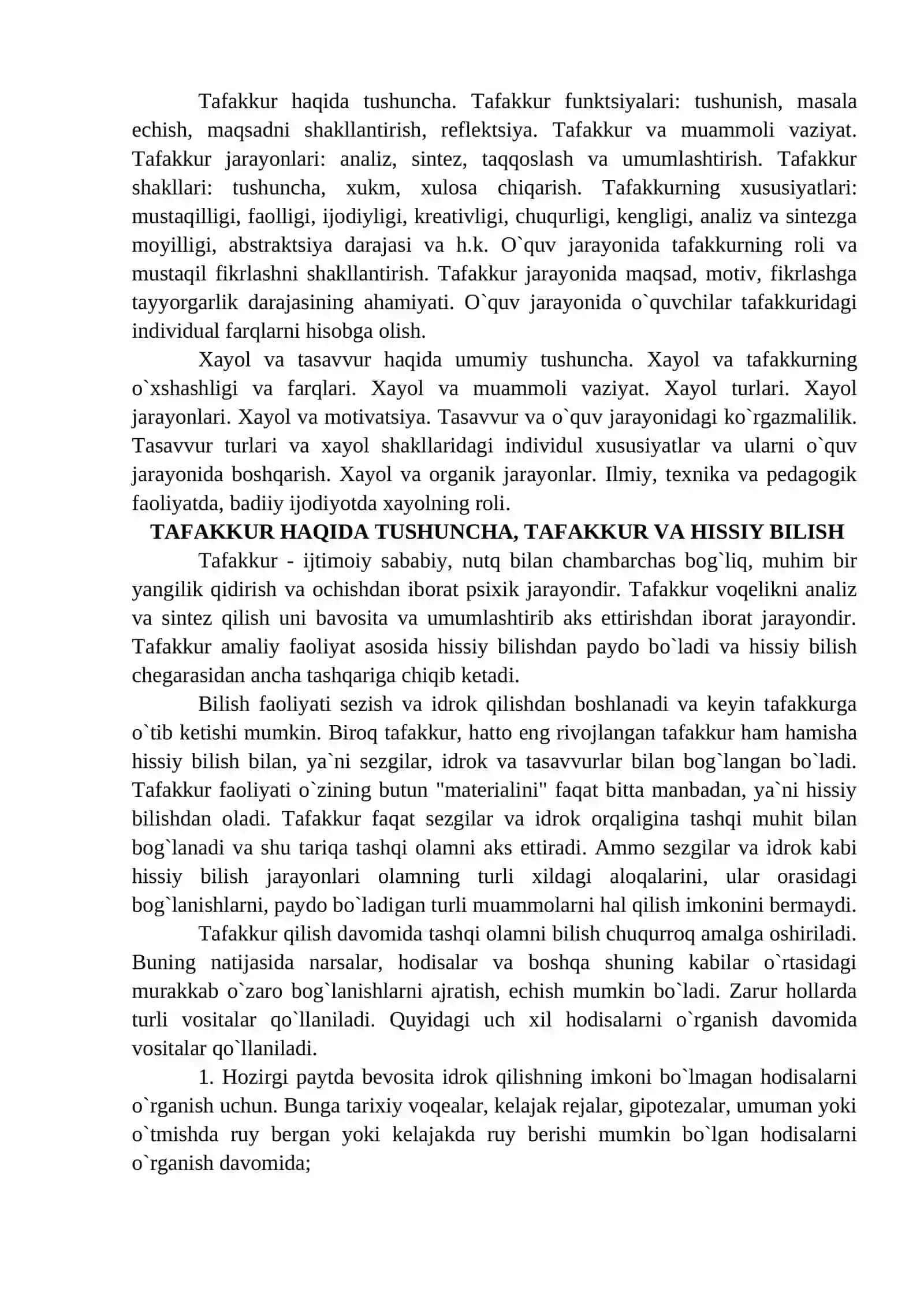 Tafakkurning o`ziga xosligi: faolligi, maqsadga yo`nalganligi 2