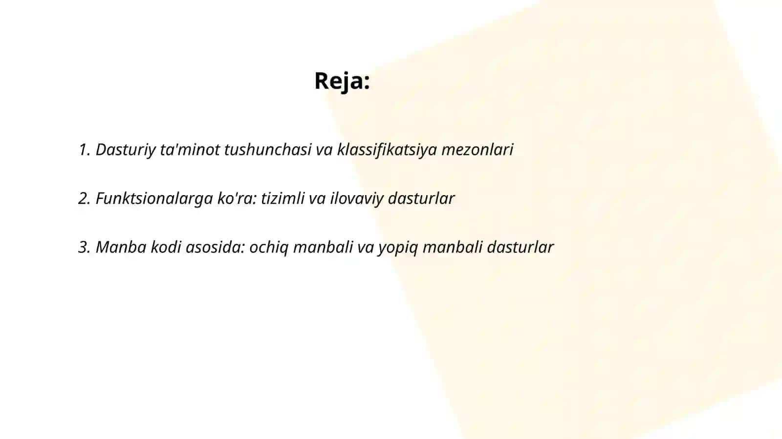 Dasturiy ta'minot klassifikatsiyasi 2