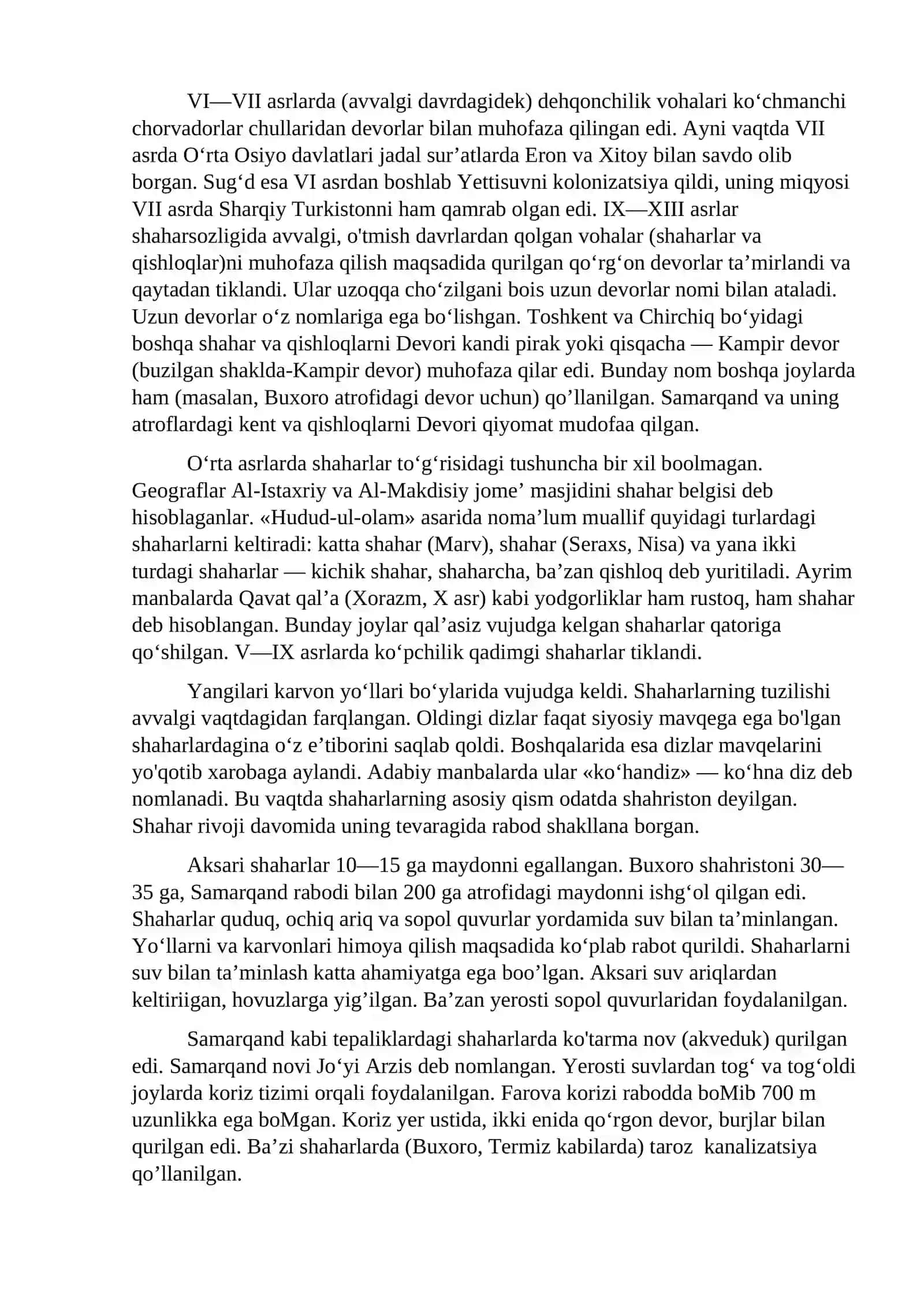 O‘rta Osiyoning so‘nggi o‘rta asrlar shaharlarining tarixiy topografiyasi 2