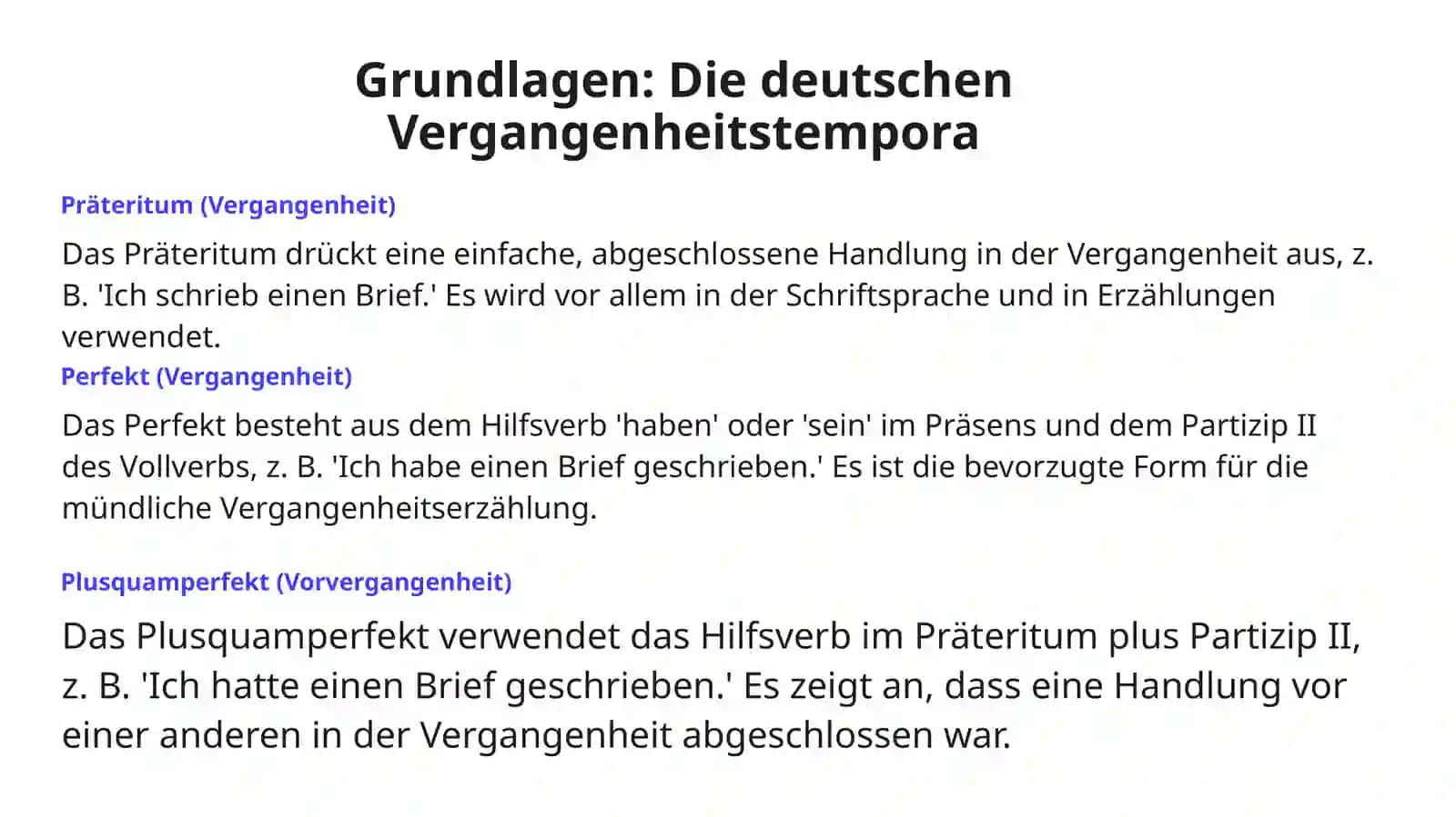 Doppelperfekt und Doppelplusquamperfekt 2