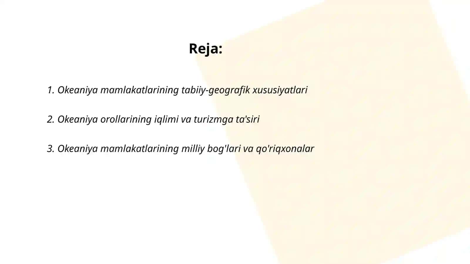 Okeaniya mamlakatlari turizm geografiyasi 2