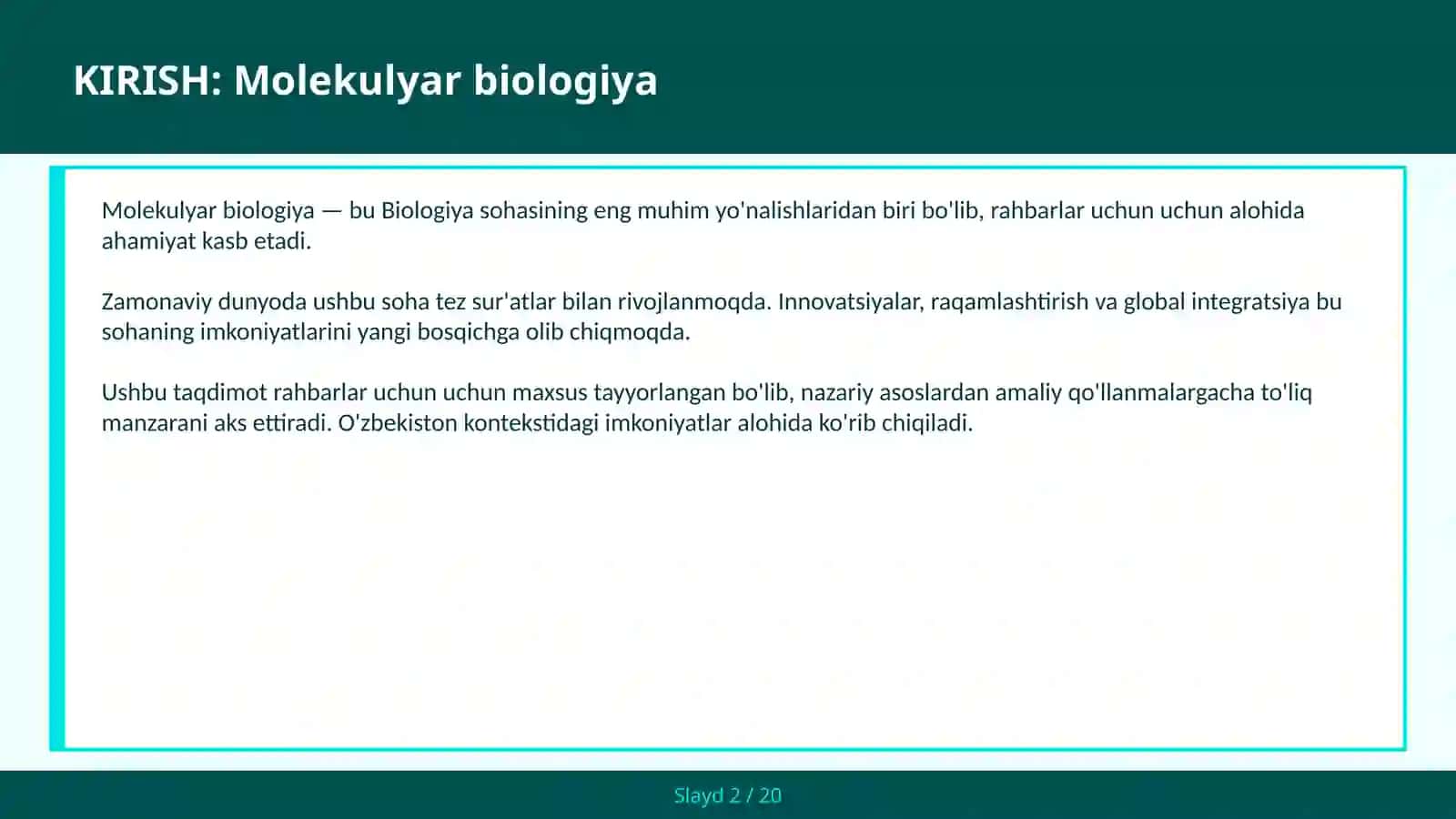 MOLEKULYAR BIOLOGIYA 2