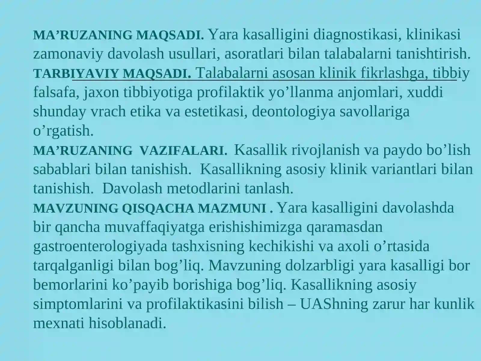 Oshqozon va o’n ikki barmoqli ichak yara kasalligi 2