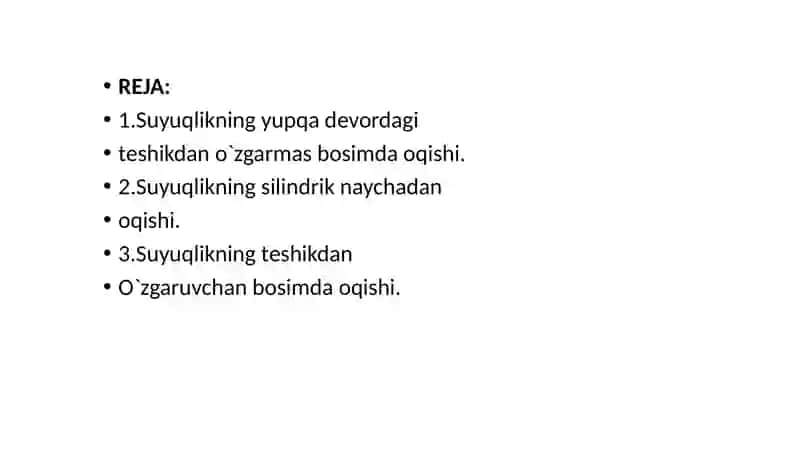 SUYUQLIKLARNINGTЕSHIK VANAYCHALARDA OQISHI 2