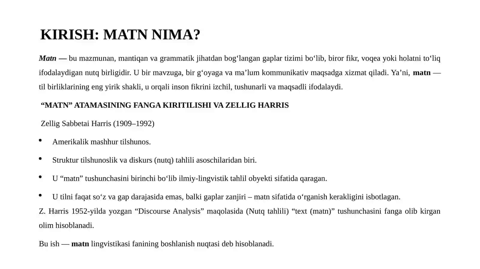 MATN VA UNING KATEGORIYALARI 2