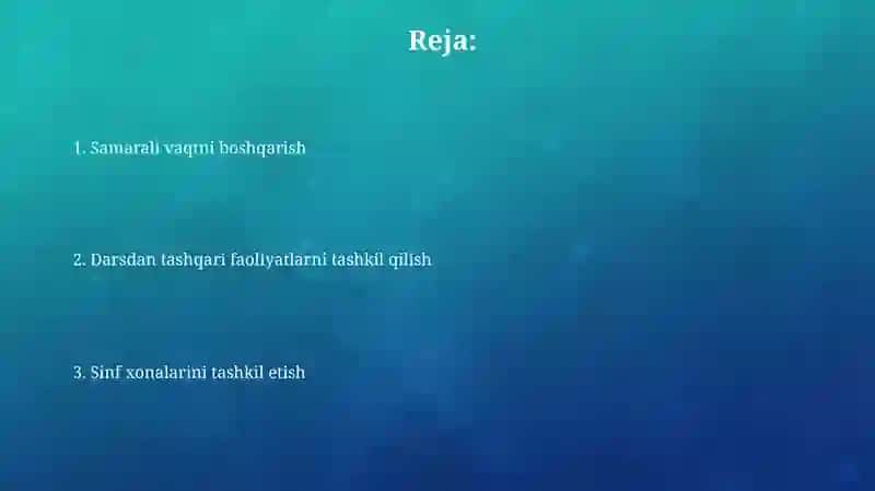 Sinfdan va maktabdan tashqari ishlarni tashkil etish 2