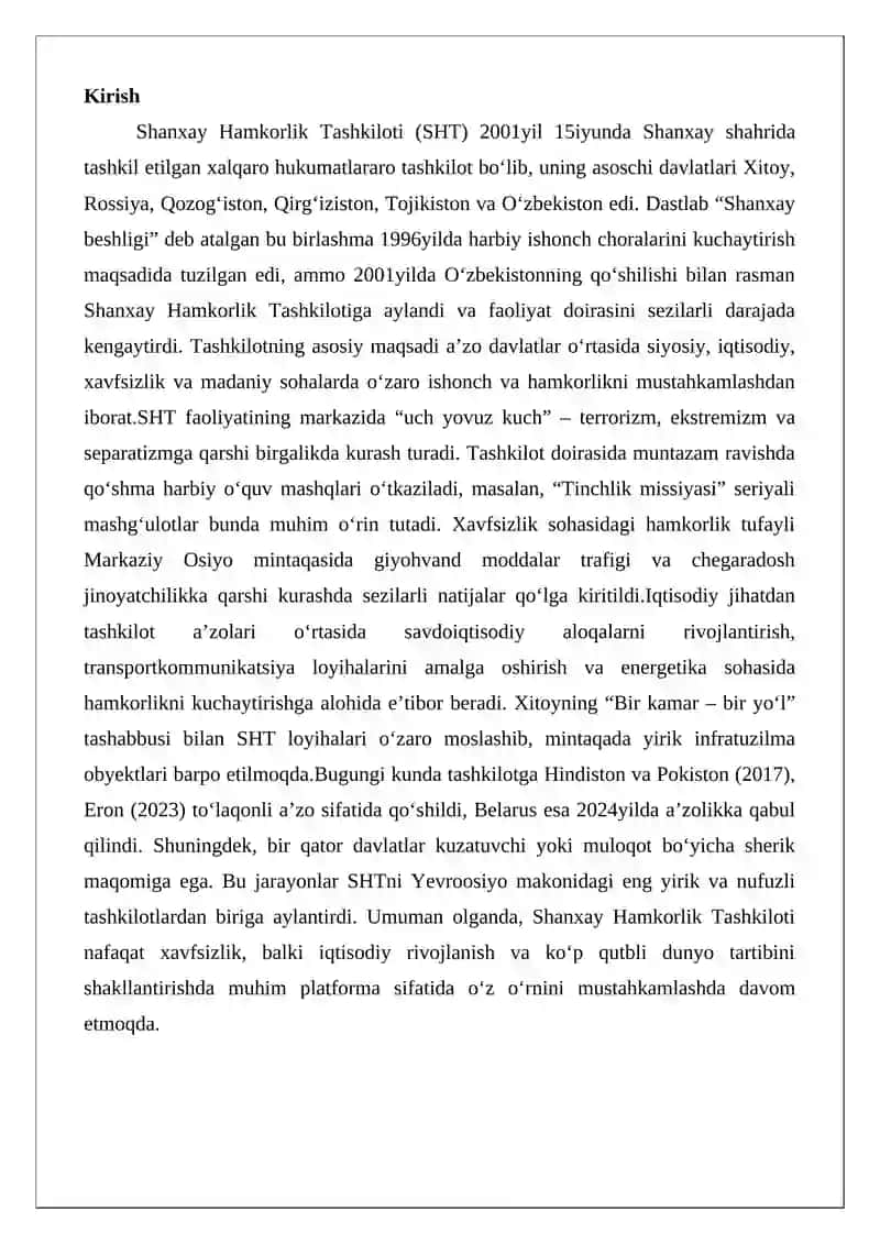 Shanxay Hamkorlik Tashkiloti 2
