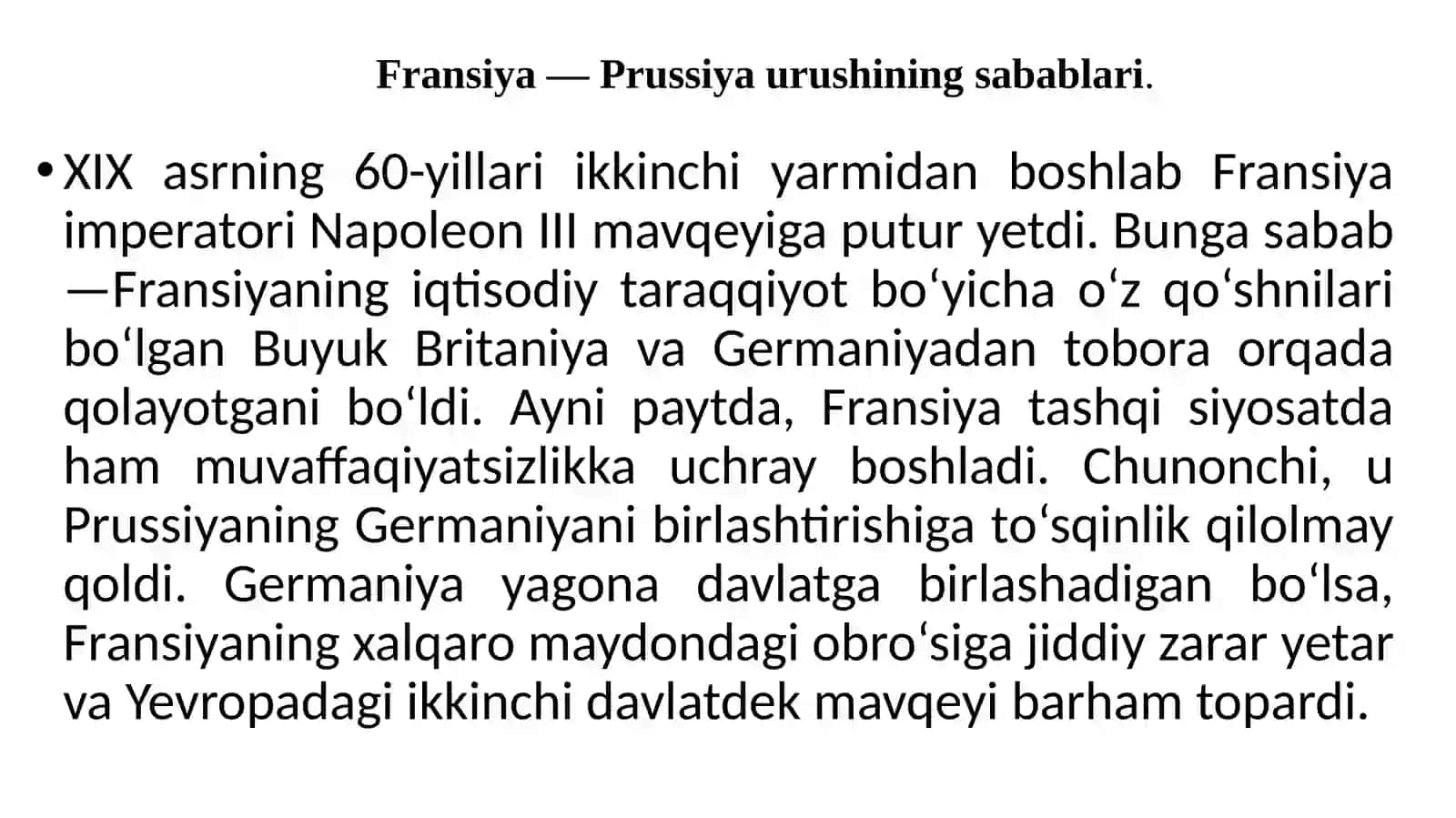 Fransiya—Prussiya urushi va uni yakunlari 2