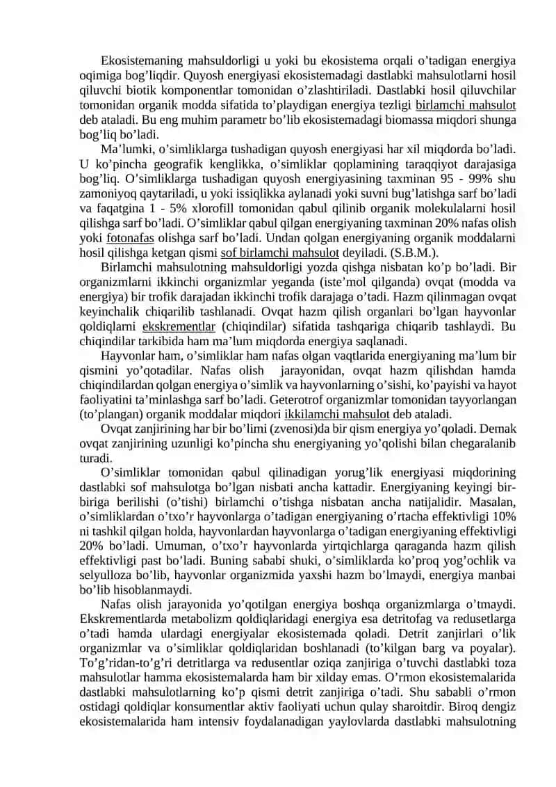 Ekologik tizimlar 2