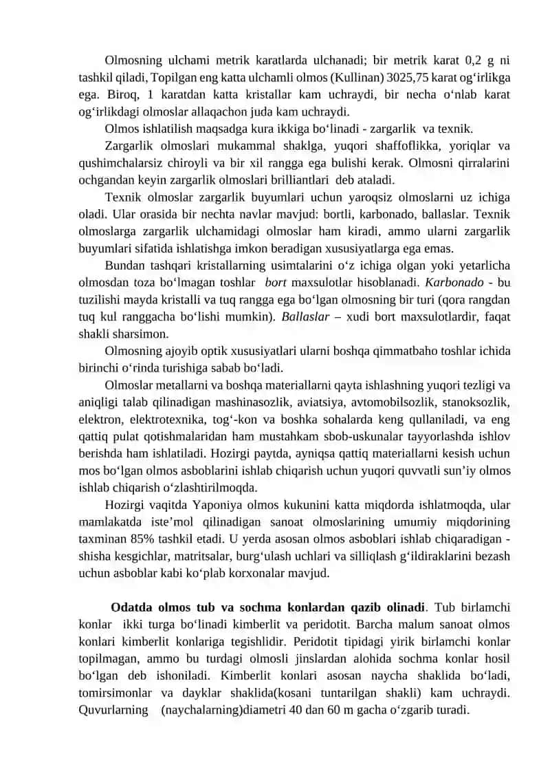 Olmosli rudalarni boyitish texnologiyasi 2